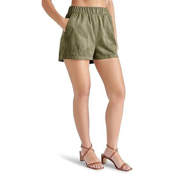 STEVE MADDEN Suede Faux The Record Shorts in Olive Green Night BO303055 Large L - Picture 2 of 4
